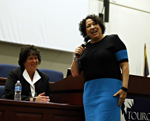 Photo credit: Joseph D. Sullivan | CENTRAL ISLIP - SEPTEMBER 9, 2013: Justice Sonia Sotomayor (front) quips with dean Patricia Salkin of the Tauro Law College. Supreme Court Justice Sonia Sotomayor visits Tauro Law Center.